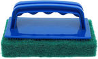 6pcs Scrubbing Pad Kit Interchangeable Reusable Handle | 5 Different Scrubbing & Scouring Pads: Red, White, Blue, Green, Black | for Bathroom, Kitchen, Grill, Teak, Boat Hull Bottom Cleaning