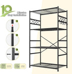 DurayLoly Storage Shelves 4 Tier Shelf Organizer,Metaling Shelving with Hooks,Heavy Duty Garage Shelves Unit with Leveling Feet,Wire Shelving for Pantry,Kitchen and Closet,23.6" W x 13.8" D x 60.4" H