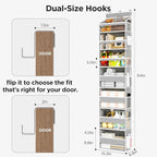 Mefirt Over The Door Organizer, 7 Tier Door Hanging Organizers with 7 Large Pockets 12 Side Pockets, Behind Door Storage Hanging Shelves for Closet Bathroom Bedroom Nursery