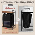 3 Section Laundry Hamper with Shelf, Laundry Basket Organizer with 3 Pull-Out Removable Bags 3×12.3Gal(46.6L), Laundry Sorter for Clothes Organization in Bedroom, Laundry Room, Brown