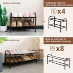 Gonfoam 2-Tier Expandable Shoe Rack,Adjustable Shoe Shelf Storage Organizer Heavy Duty Metal Free Standing Shoe Rack for Entryway Closet Doorway (Bronze)