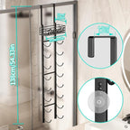 HapiRm Towel Racks for Bathroom Storage - 9 Tier Over The Door & Wall Mount Rolled Towel Storage Organizer Holder with Metal Shelf Basket for Small Bathroom, Camper, Rv - Black, Patented