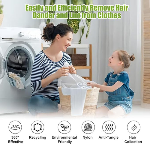12 PCS Pet Hair Remover for Laundry, Reusable Dog & Cat Hair Remover for Laundry, Laundry Pet Hair Catcher for Clothes, Bedding, Won’t Damage Fabrics (Green)