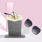 2pcs Linen Fabric Eyeglasses Holder Stand Plush Eyeglass Organizer Rack for Desktop Storage Eyewear Display in Linen Gray, Compact Set for Home and Office Use