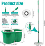 Spin Mop and Bucket with Wringer Set, 360° Spinning Mop Bucket System with 3 Microfiber Mop Replacement Heads and 61" Stainless Steel Adjustable Handle for Floor Cleaning (20QT)