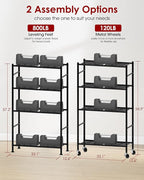 Sakugi Storage Shelves Organizer - 4 Tier Metal Shelf Organizer with Metal Wheels and Adjustable Leveling Feet, Heavy Duty Garage Shelving for Kitchen, Pantry and Closet, 33.1"x12.6"x58.9", Black