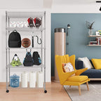 HealSmart Heavy Duty 5-Shelf Storage Shelves, 1750Lb Loading Capacity, 35.43" W x 17.72" D x 70.87" H Adjustable Shelving Unit with Wheels, Chrome