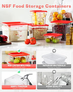 2QT NSF Food Storage Containers: 6 PCS [Food Grade][Hot&Cold Resistant] Commercial Clear Square Food Storage Containers with Scales Handles for Home Restaurant Kitchen Proof Dough(BPA FREE N1)