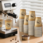 12 oz 1000 Pack Disposable Paper Coffee Cups, Hot/Cold Beverage 12oz Disposable Coffee Cups, Retro Design, Leak-Proof, Hot or Cold Drink, Cocoa, Chocolate, Coffee Bar Supplies