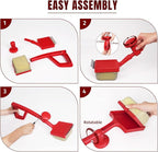 SHINESTAR Bristle-Free Griddle Cleaning Kit – BBQ Steam Grill Brush with 2 Replacement Heads & Scraper for Cast Iron & Stainless Steel Grates,Excellent Grill Tools, Red