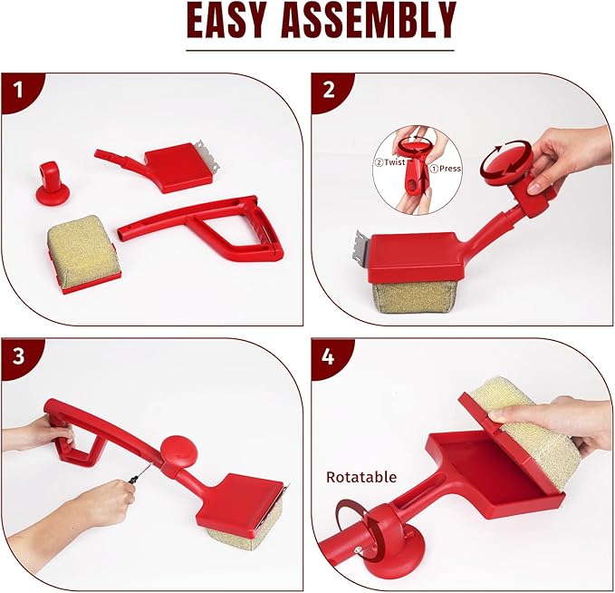 SHINESTAR Bristle-Free Griddle Cleaning Kit – BBQ Steam Grill Brush with 2 Replacement Heads & Scraper for Cast Iron & Stainless Steel Grates,Excellent Grill Tools, Red