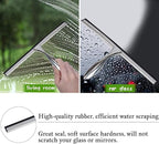 12 Inch Squeegee for Shower, Shower Squeegee with Suction Cup Hooks, for Glass Door Marble Mirror Bathroom, Chrome Plated Stainless Steel Deluxe Car Window Home Kitchen Tile Scraper