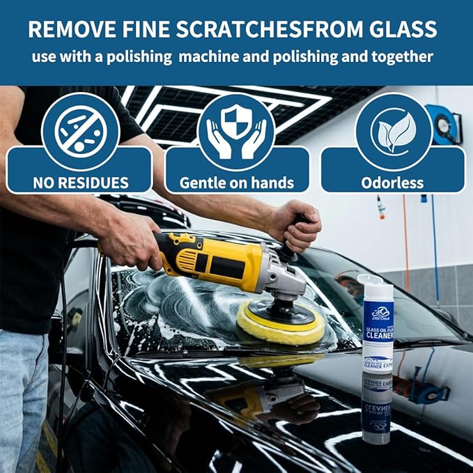 Glass Polish kit,1.69 Fl Oz cerium oxide glass polish compound with polishing brush,glass scratch remove,Oil Film Cleaner,Glass Cleaner, Removes Stains and Water Spots, for Cars Glass and Mirror