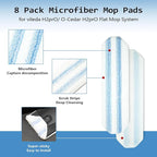 8 Pack Replacement Pads for O Cedar H2prO Flat Mop System, Flat Pads for Ocedar Flat Mop System, Machine Washable/ Reusable, Powerful Stain Removal, for Hardwood, Tile, Marble, laminate floors.