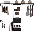 Black Storage Rack One Drawer Three Metal Rods Five Open Shelves for Home Organization
