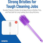 SPARTA Large Water Bottle Brush Ideal for Wide-Mouth Jars, Bottles and Tumblers, Dishwashing Tool with Handle for Home and Commercial Kitchens, Plastic, 16 Inches, Purple