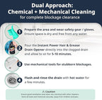 Ultimate Drain Solution Instant Power Hair & Grease Drain Cleaner Opener 2L Bundle with Drain Snake Hair Drain Clog Remover, and Protective Gloves