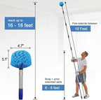 Cobweb Duster with Extension Pole, 10 FT Long Duster for High Ceilings, Walls, Medium Stiff Bristles Cobweb Brush with Lightweight Stainless Steel Pole for Outdoor Indoor Cleaning
