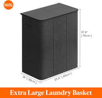 Lifewit Triple Laundry Hamper with Lid and Removable Laundry Bags, Large Collapsible 3 Dividers Dirty Clothes Basket with Handles for Bedroom, Laundry Room, Closet, Bathroom, College, 160L Dark Gray
