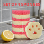 4pcs Scrub Sponges, Dual-Sided Temperature-Controlled Dish Sponges, Scratch-Free, Easy to Clean, Kitchen Cleaning Sponges for Tough Stains, Delicate Surfaces, Glassware, Cookware, Appliances