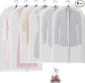 Mskitchen Garment Bags for Hanging Clothes, Clear Plastic Closet Storage Covers with Cedar Balls, 24" x 43"/54”, 6 Pack