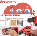 346Pcs Tool Sets, 18V Electric Power Drill Set for Men, Household Home DIY Hand Tool Kits,18+1 Clutch Cordless Power Drill Set for Thanksgiving, Christmas,Father's Day (Silver)