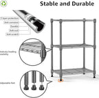 M MZG 450 lbs Steel Storage Shelving 3-Tier Utility Shelving Unit Steel Organizer Wire Rack for Home,Kitchen,Office (11.8" D x 17.7" W x 26.3" H)