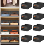Homsorout Drawer Organizers and Storage - 8 Pack Foldable Pants Organizer with Clear Window & Handles, Fabric Closet Organizer for Clothes, Jeans, Sweaters, Towels, T-shirt, Scarf (Black)