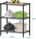 Folews 3-Tier Metal Shelf for Storage, Wire Shelving Unit Storage Rack Organizer Steel Utility Shelf for Kitchen Office Garage Pantry Laundry Organization(13.4D x 23.2W x 29.7H Inches)