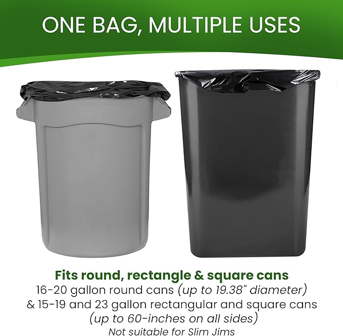 Betta 20-30 Gallon Black Trash Bags, 150 Count Box, (30x36-inch) Commercial Heavy-Duty Garbage Can Liners for 16-20 Gallon Round Cans, 15-23 Gallon Slim and Square Cans