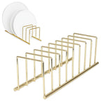 Spectrum Euro Kitchen Organizer Metal Dish Rack Cutting Board Holder Stand for Countertop or Inside Cabinet Organization, 8 Slot Cutting Board Plate Drying Rack for Bakeware Storage, Gold