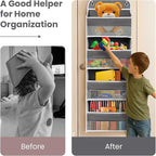 Ease of Assembly Over The Door Organizer,4 Shelves & 4 Side Pockets,Anti Tilt Hanging Behind Door Storage, Heavy-Duty Reinforced Mesh Rack Holds 44lb for Bathroom,Pantry, Nursery,Closet, Shoes, Towels