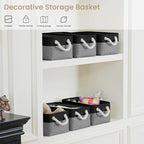 Storage Baskets for Shelves 11.8x7.9x5.2 Inch-Foldable Fabric Organizing Storage Bins with Handles, Closet & Bathroom Organizer, Home Storage for Kitchen, Office (1-Pack, Black&Gray)