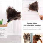 Ostrich Feather Duster 14 inch Fluffy Natural Genuine Ostrich Feathers with Wooden Handle and Eco-Friendly Reusable Handheld Ostrich Feather Duster for Cleaning Supplies(5PCS)