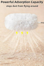 Heavy Duty Duster Refills, Disposable Dusters Kit for Cleaning Dusting Furniture Blind Ceiling Fan, Multi Surface 360 Feather Duster(10)+3FT Extended Handle（1） (White)