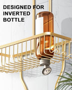 Shower Caddy Hanging - Never Rust Shower Hanging Organizer - Aluminum Over the ShowerHead Caddy with Soap Basket and 6 Razor/Sponge Hooks (Gold)