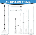 Garden Rake for Leaves, Heavy Duty Metal Adjustable Leaf Rake for Lawns, Length 37"-81", Adjustable Expandable Head 8"-15", Garden Tools for Lawn Garden Yard Flowers Beds Bush