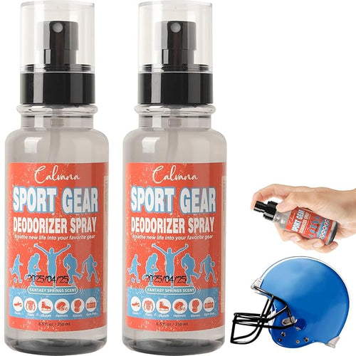 (2-Pack) Calvana 8.5 fl. oz Sports Equipment Deodorizer Spray, Heavy-Duty Odor Eliminator for Helmet, Hockey & Gym Bag, Boxing Glove, Work Boot, and Athletic Gear, Travel-Friendly, Total 17 fl.oz