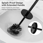 DOWRY Toilet Bowl Brush and Holder for Bathroom, Deep Cleaning Toilet Brush and Holder Set with Long Handle, Hidden Toilet Bowl Brush with Replaceable Head,Modern Decor Black Round