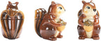 Bico Squirrel 8 inch Air Tight Cookie Jar, Hand Painted Ceramic Container, Dishwasher Safe
