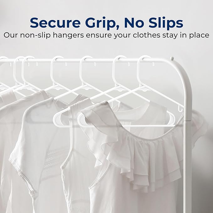SereneLife Premium 20 Pack Plastic Hangers, Lightweight, Durable, Space Saving Clothes Organizers, Suitable for Shirts, Sweaters, Hoodies, Dresses, Kids Clothes, Good for Home Organization (White)