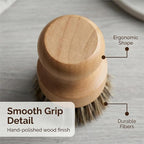 Wooden Dish Scrub Brush - Natural Fiber Kitchen Dish Scrubber Set, for Cleaning Pots, Sink, Tableware and Vegetables - 3 Pack