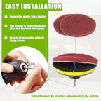 5 Inch Scrub Drill Brush Power Scouring Pads Household Cleaning Set for Kitchen Bathroom 4 Red Pads 4 Green Pads 1 Drill Attachment and 1 Universal Shaft