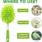 Microfiber Duster for Cleaning, Hand Washable Dusters with 4 pcs Replaceable Microfiber Head,Wet and Dry Use, Detachable Cleaning Supplies for Office, Car, Window, Furniture, Wall