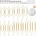 14 pcs Plate Hangers for The Wall, 4/6/8/10/12 Inch Invisible Decorative Wall Plate Hangers, Stainless Steel Plates Walls Hanger for Display Various Sizes with Hooks for Decorative