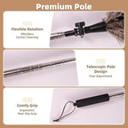 Extendable Ostrich Feather Duster with 19-49 inch Rotatable Stainless Steel Pole, Natural Feather Duster for Ceiling Fan Cobweb Dusting, Reusable Flexible Cleaning Duster(Include 2 Replacement Heads)