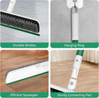 SetSail Upgraded Large 12 in Wide Floor Scrub Brush with 51-Inch Long Adjustable Handle 2 in 1 Scrape Brush Stiff Bristle Floor Scrubber for Cleaning Shower Bathroom Garage Kitchen Wall Deck Tub Tile