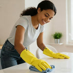 Dishwashing Rubber Gloves for Cleaning – 4 Pairs Kitchen Gloves with Handing Hooks Washing Dishes Household Glove - Medium