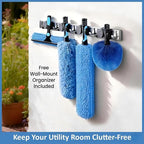 20ft High Ceiling Duster Kits with 5-12ft Heavy Duty Extension Pole - Fan Blade Cleaner, Cobweb Remover & Blue Window Squeegee Kit, Washable Dust Brush for High Roof and Glass Surfaces