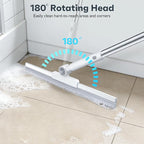 nacena Floor Squeegee, 52-in Adjustable Long Handle Squeegee for Floor Water Removal 180° Rotatable Head Squeegee Broom for Cleaning Window Shower Glass Tile Garage Concrete Pet Hairs, Grey&White